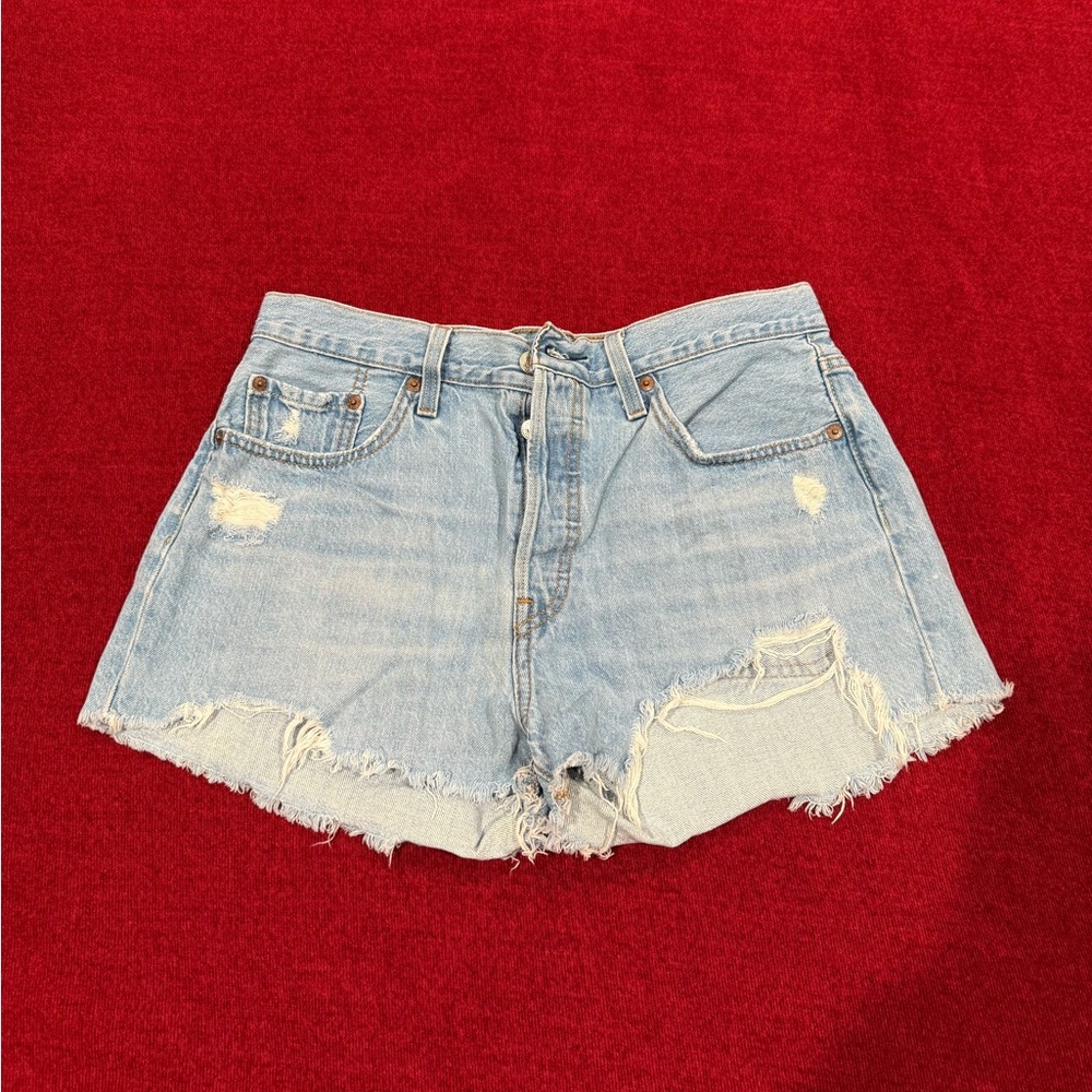 Levi's Light Blue Distressed Jean Shorts
